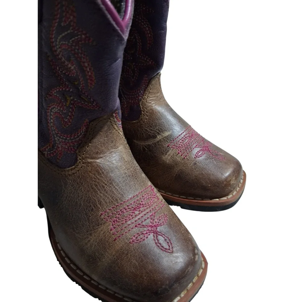 Dan Post Toddler Girls size 6 Tryke Leather Western Cowgirl Square Toe Boots